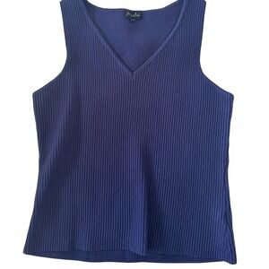 Marled Ribbed V-Neck Indigo Academic Sweater Vest Size‎ M